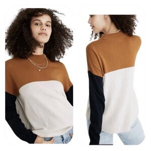 Madewell Alpaca Merino Blend Colorblock Ashbury Mockneck Sweater Size XXL